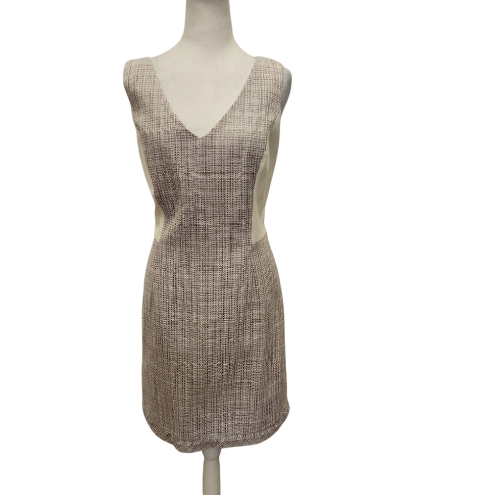 White House Black Market Gray Violet Ivory Tweed Sleeveless Dress Size 14 Plus